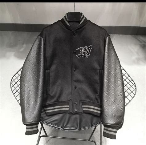 louis vuitton monogram embossed leather and wool blouson